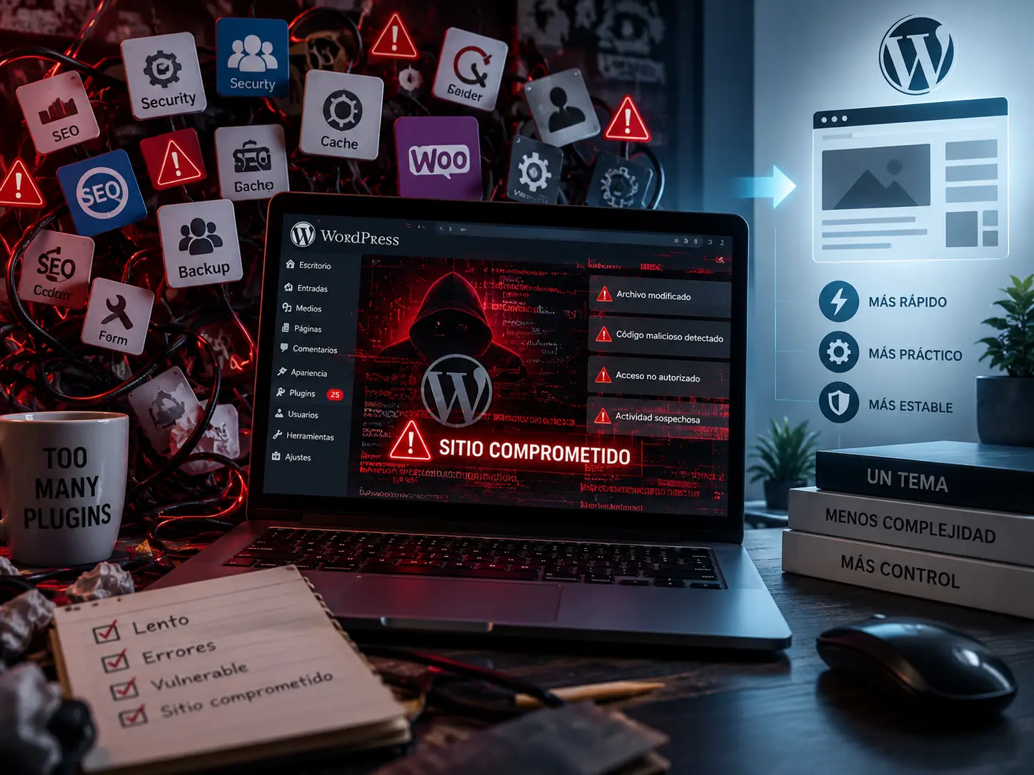 Sitio WordPress construido con un theme a medida y configuración centralizada.